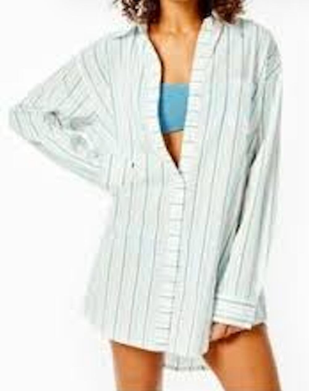 Addison Bay Women S White Stripe Naples Button Shirt Dress Beach Cover-up NEW